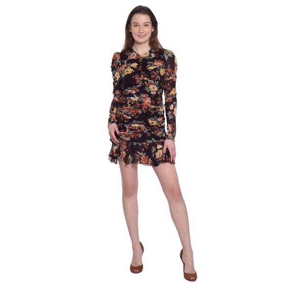 Veronica Beard Hedera Silk Mini Dress Oxblood Floral Print Size 4 - Picture 5 of 15